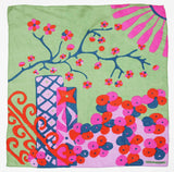 Les Belles Vagabondes Green Cherry Blossom Silk Scarf