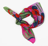 Les Belles Vagabondes Green Cherry Blossom Silk Scarf
