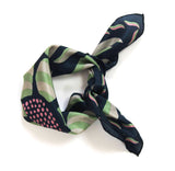 Navy Flower Silk Scarf