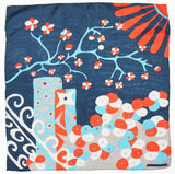 Les Belles Vagabondes Navy Cherry Blossom Silk Scarf