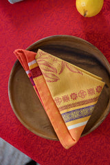 "Citrus" Red & Gold Jacquard Napkin