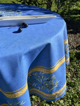 L'Ensoleillade Tablecloth Round "Clos des Oliviers" Blue Tablecloth