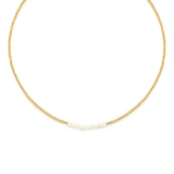 Jour de Mistral Short Gold Beads & Pearl Necklace