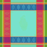 Square "Cassis" Turquoise Jacquard Tablecloth