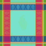 Tissus Toselli Tablecloth Square "Cassis" Turquoise Jacquard Tablecloth