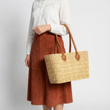 Ma Belle Provence Reed basket with long leather handles