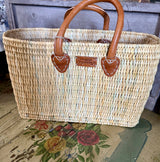 Ma Belle Provence Reed basket with short leather handles