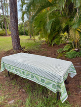 Ma Belle Provence Rectangular "Mirabeau" Green Coated Tablecloth