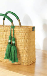 Ma Belle Provence Green Colorful Reed Basket (multiple colors)