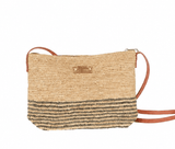 Ma Belle Provence Natural-grey Raffia Purse with stripes