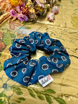 Les Indiennes de Nîmes "Medallion" Navy Scrunchie