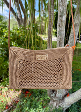 Ma Belle Provence Tan Raffia Purse with open weave