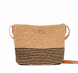 Ma Belle Provence Tan-Black Raffia Purse with stripes