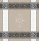 Tissus Toselli Tablecloth Square "Versailles" Taupe Jacquard Tablecloth