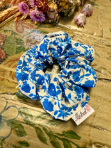 "Botanical" Blue Scrunchie