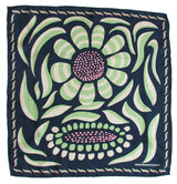 Navy Flower Silk Scarf