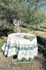 L'Ensoleillade Tablecloth Dark Green Round "Garance" Tablecloth (multiple colors)
