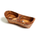 Olive Wood 2 Compartment Rustic Snack bowl