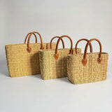 Ma Belle Provence Reed basket with short leather handles