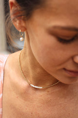 Jour de Mistral Short Gold Beads & Pearl Necklace