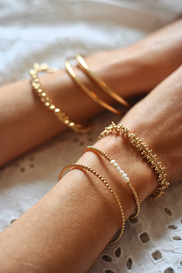Short Gold Beads & Pearl Bracelet
