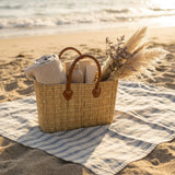 Ma Belle Provence Reed basket with short leather handles