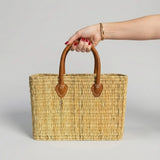 Ma Belle Provence Reed basket with short leather handles