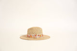 Straw Hat with Embroidered Flowers