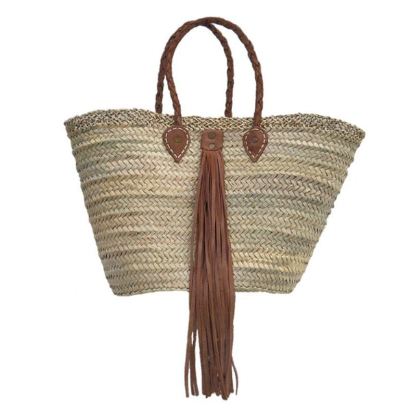 French basket with leather tassel