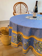 L'Ensoleillade Tablecloth Round "Clos des Oliviers" Blue Tablecloth