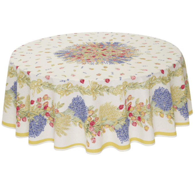 Round Roses And Lavender Tablecloth Ma Belle Provence 9490