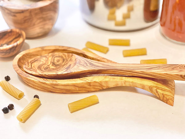 Natural OliveWood spoon rest Olive Wood Spoon Rest