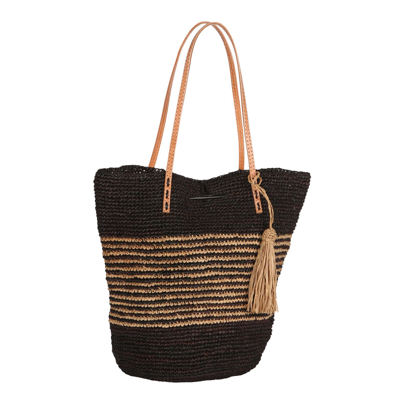 Raffia Crochet Handbag with Stripes (multiple colors)