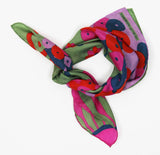 Green Cherry Blossom Silk Scarf