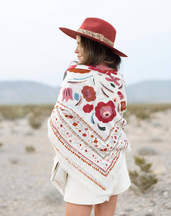 "Flowers" Cream Scarf
