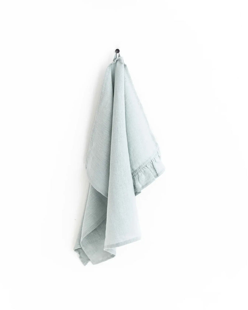 Ruffle Linen Towel - Blue