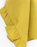 Ruffle Linen Towel - Moss Yellow