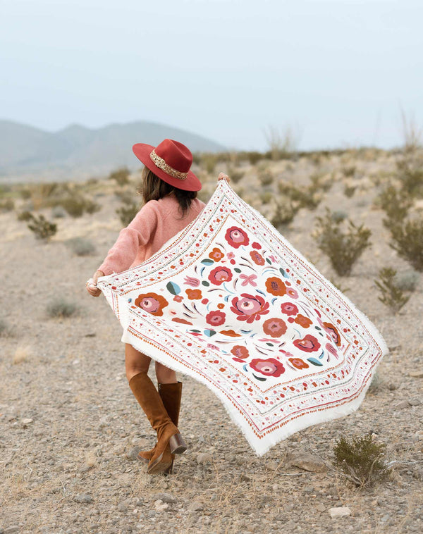 "Flowers" Cream Scarf