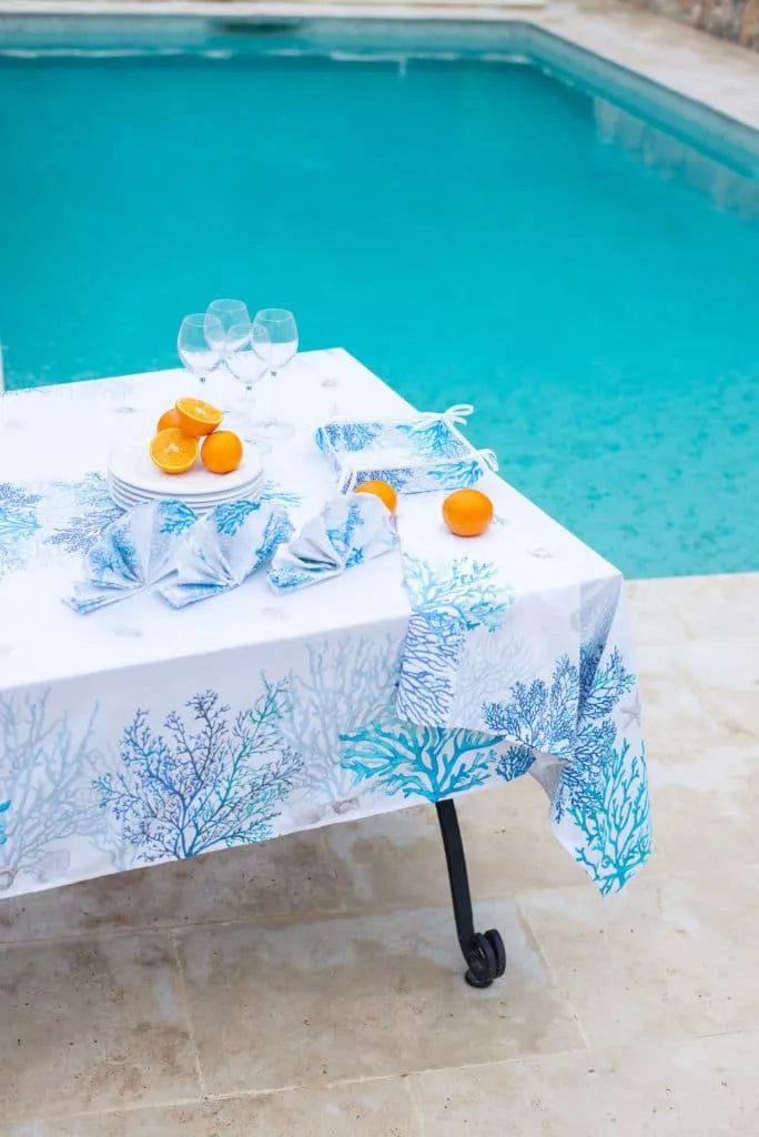 Rectangular "Blue Coral" Tablecloth