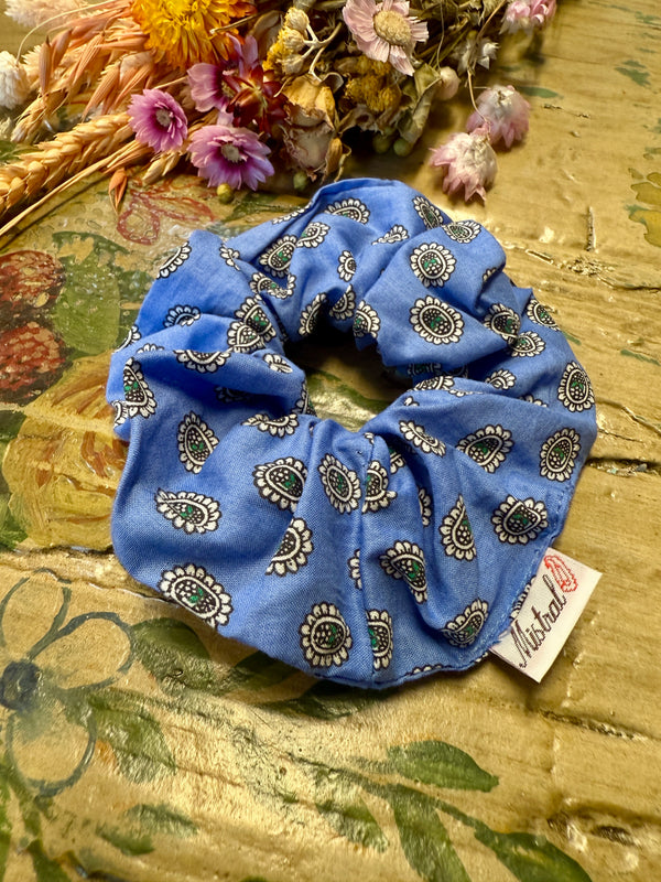 "Medallion" Blue Scrunchie