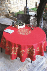 Round "Clos des Oliviers" Red Tablecloth