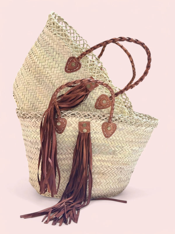 French basket with leather tassel
