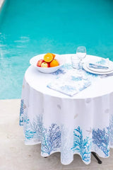 Round "Blue Coral" Tablecloth