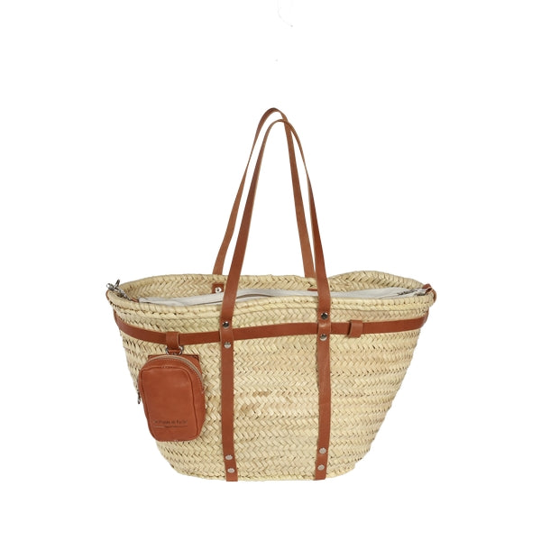 Straw Purse with Leather pouch