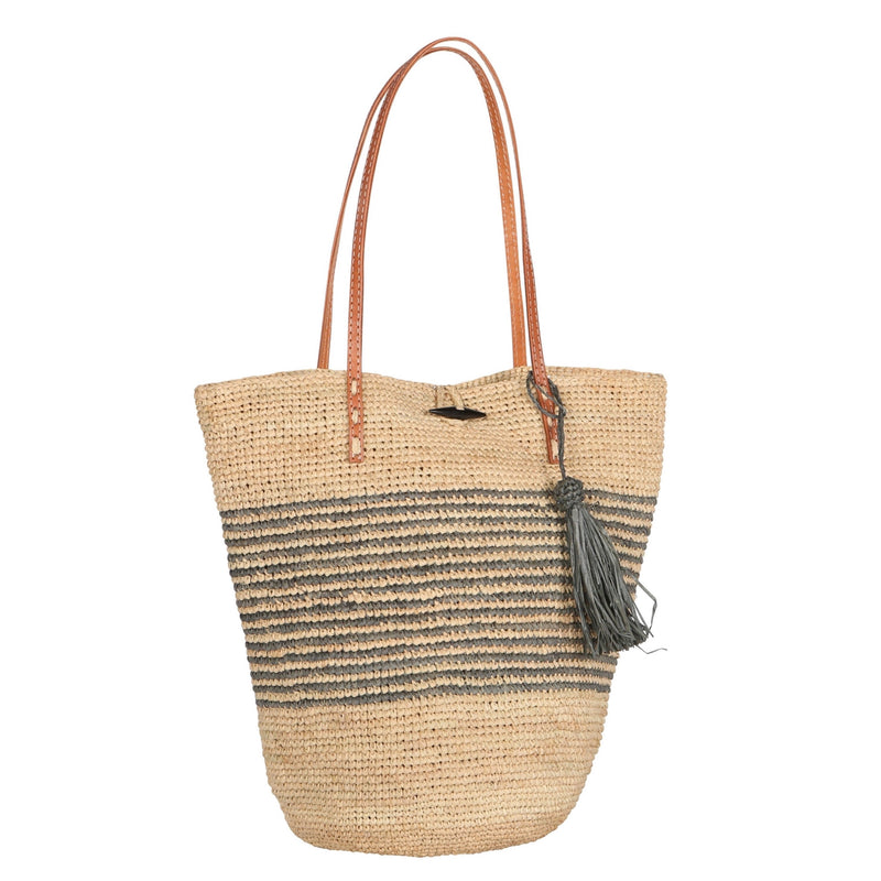 Raffia Crochet Handbag with Stripes (multiple colors)