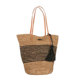 Raffia Crochet Handbag with Stripes (multiple colors)