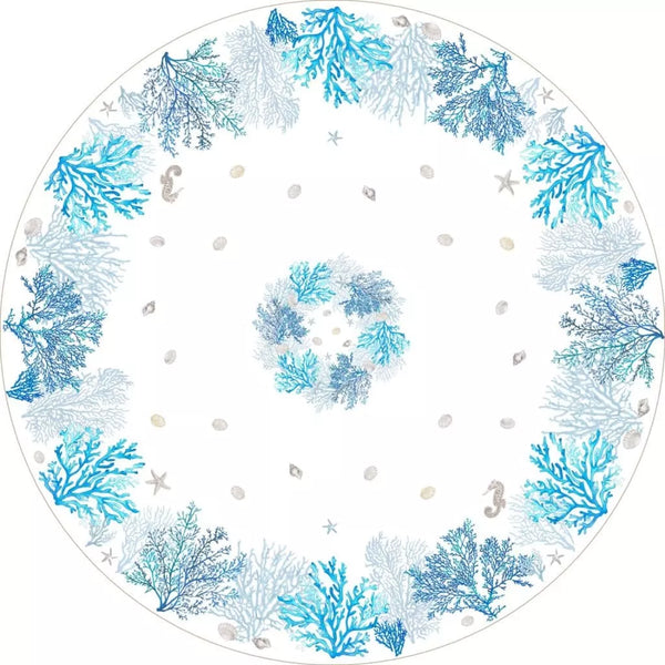 Blue Coral Round Tablecloth
