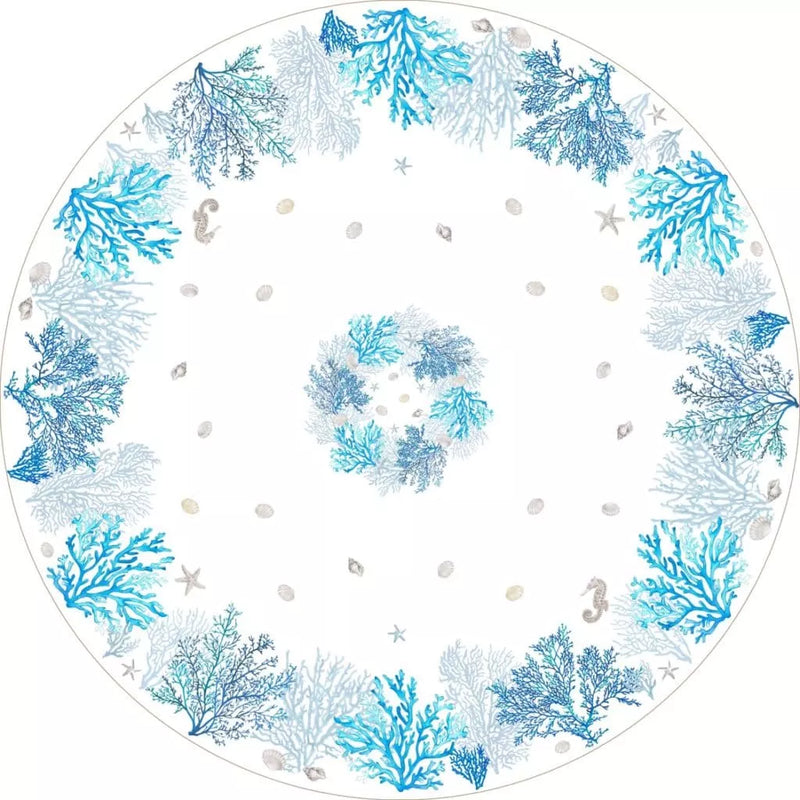 Round "Blue Coral" Tablecloth