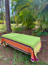 Rectangular "Lemons" Green Jacquard Tablecloth