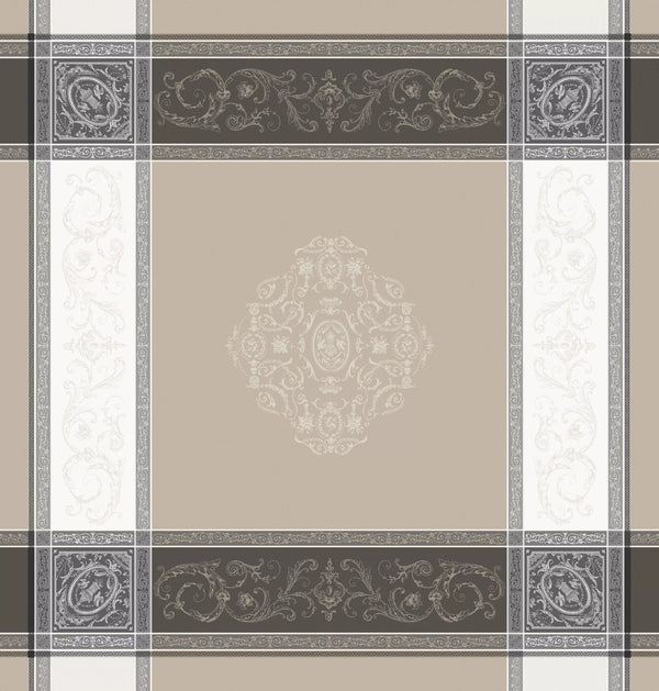 Square "Versailles" Taupe Jacquard Tablecloth